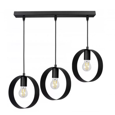 NG Santas Φωτιστικό Οροφής Ράγα Τρίφωτο Μεταλλικό Μαύρο E27 204-R-3-BL